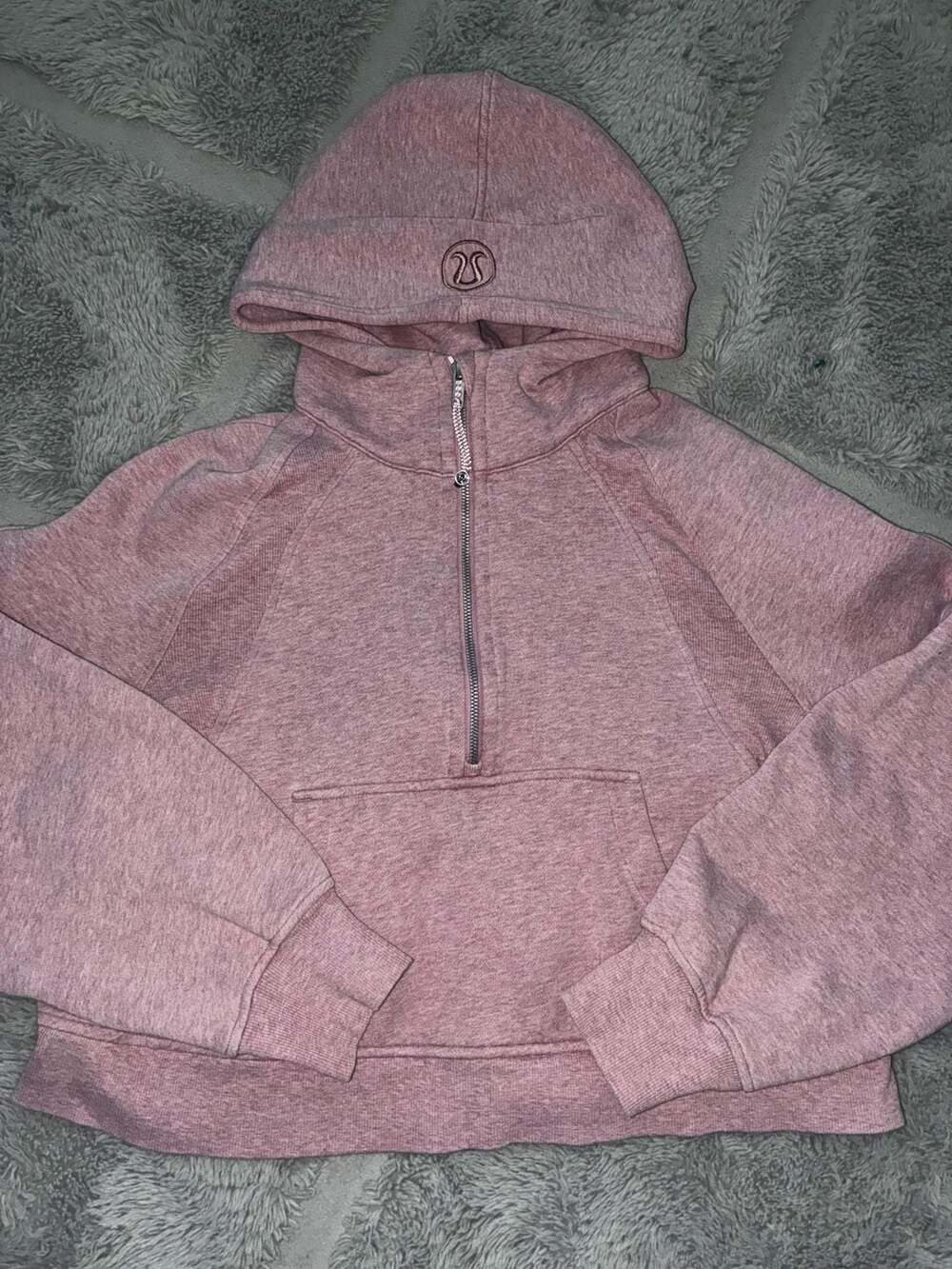 Lululemon Scuba Oversized Half-Zip Hoodie in Heathered Pink Taupe M/L